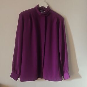 Pendleton Classics Women's Size 12 purple chiffon Blouse hidden button closure